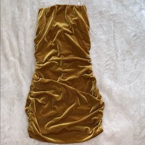 Beautiful Mustard Mini Ruched Fashion Nova Dress